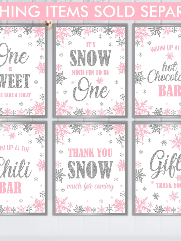 Winter Onederland 1st Birthday Sign, Winter Onederland Birthday Girl Decorations, Milestone Birthday Poster, Editable Template Digital File
