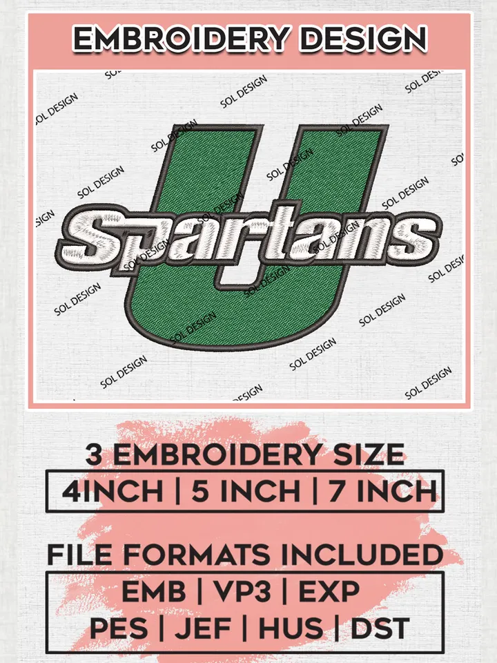 NCAA Spartans Team Logo Embroidery Design Files, NCAA South Carolina Upstate Spartans Machine Embroidery, NCAA Teams, 3 sizes, NCAA Machine embroidery designs, Digital Download