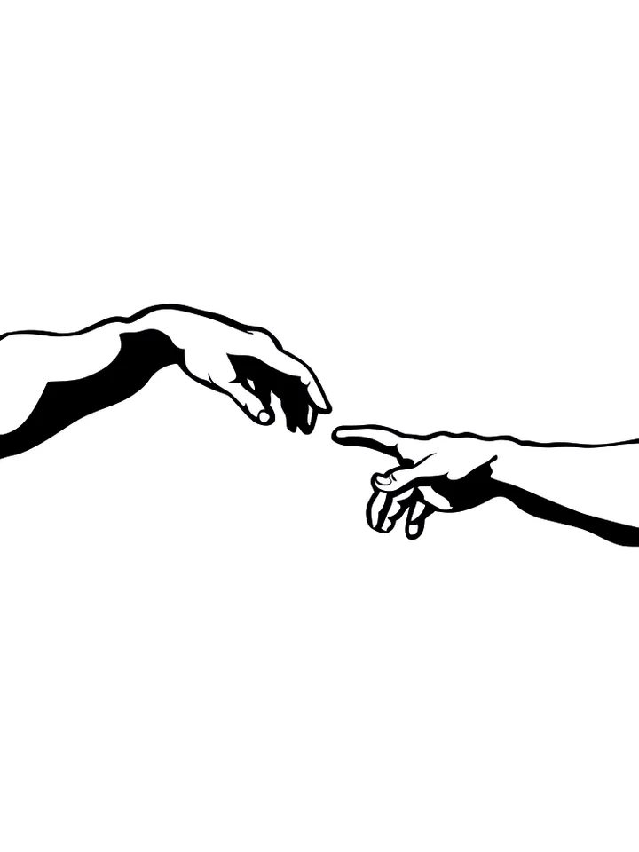 Creation of Adam Svg, Hands of god and Adam svg, png, dxf, eps, cdr file, Hands Svg