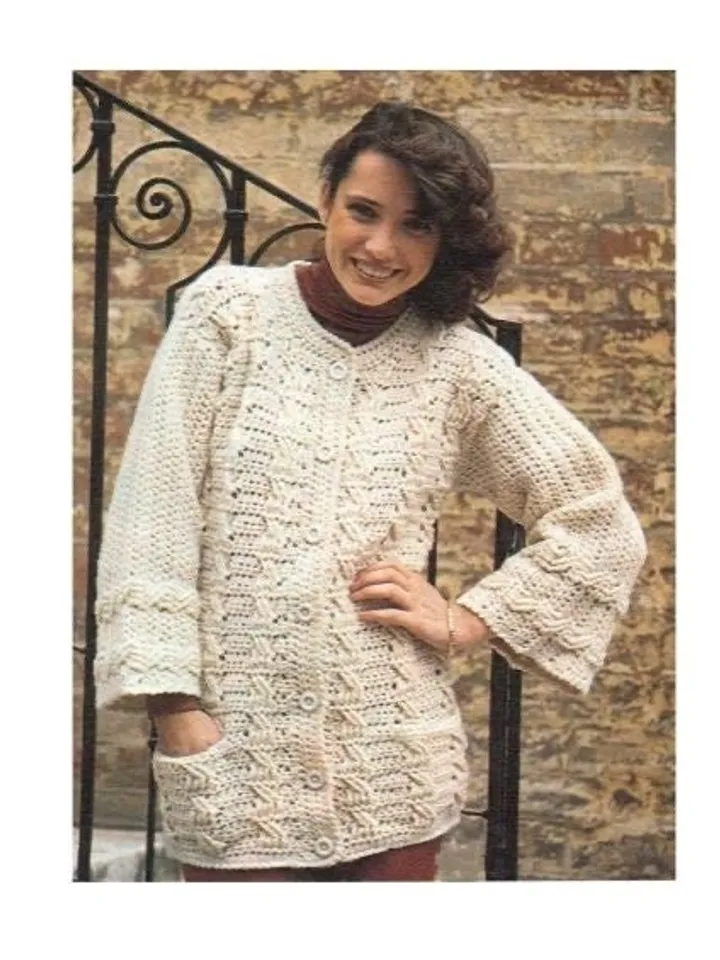 Cardigan crochet pattern, aran crochet pattern, women cardigan pdf crochet pattern