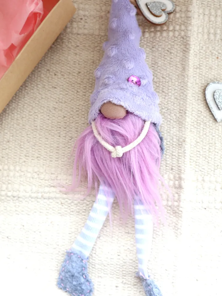 Lavender plush Gnome keychain