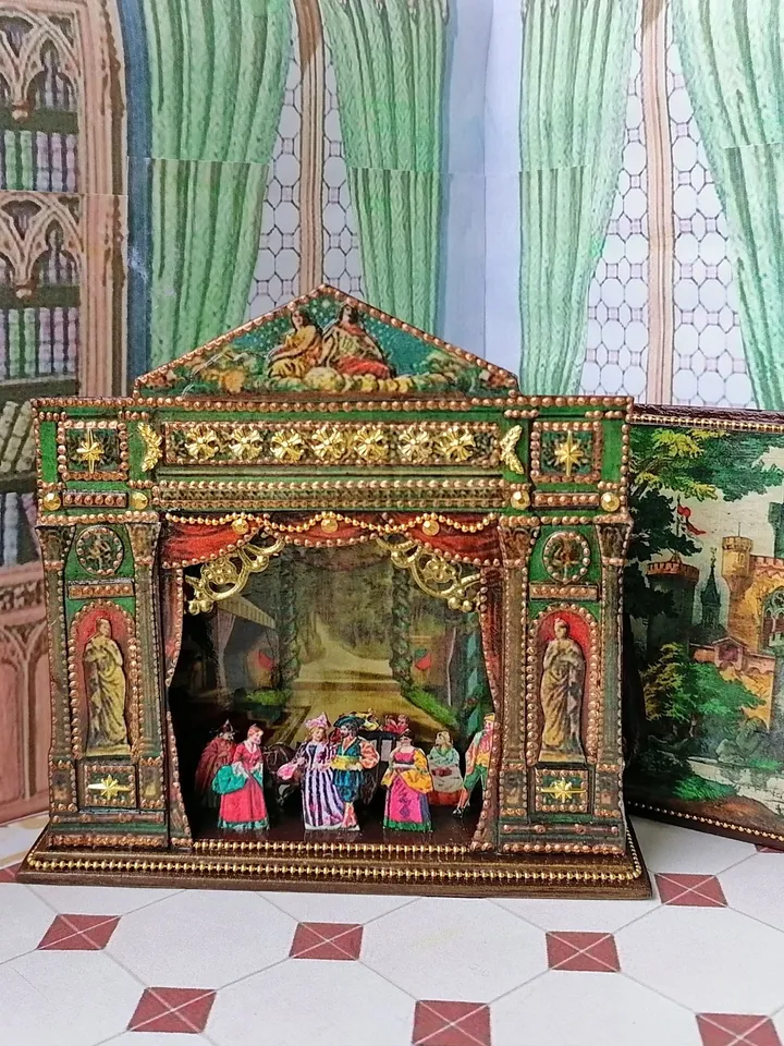 Puppet show. Miniature. Handmade. 1:6. Height 4.13 inches.