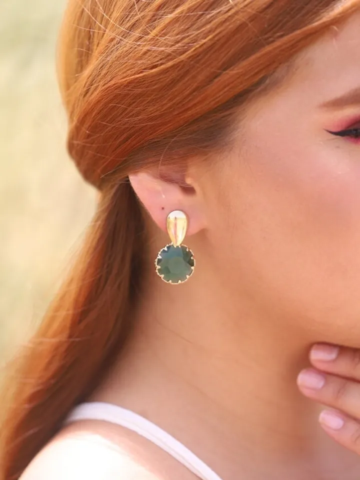 Gold , Emerald Green Boho Bridal Earrings , Swarovski Crystal Statement Boho Wedding Earrings , Boho Bridal Jewelry , Boho Wedding Jewelry,