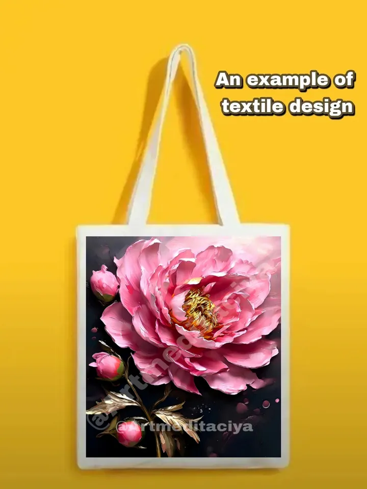 Modern digital painting "Luxury Peony" is an interior painting of a pink peony with buds on a dark contrasting background in the style of oil painting as a gift for getting to know me