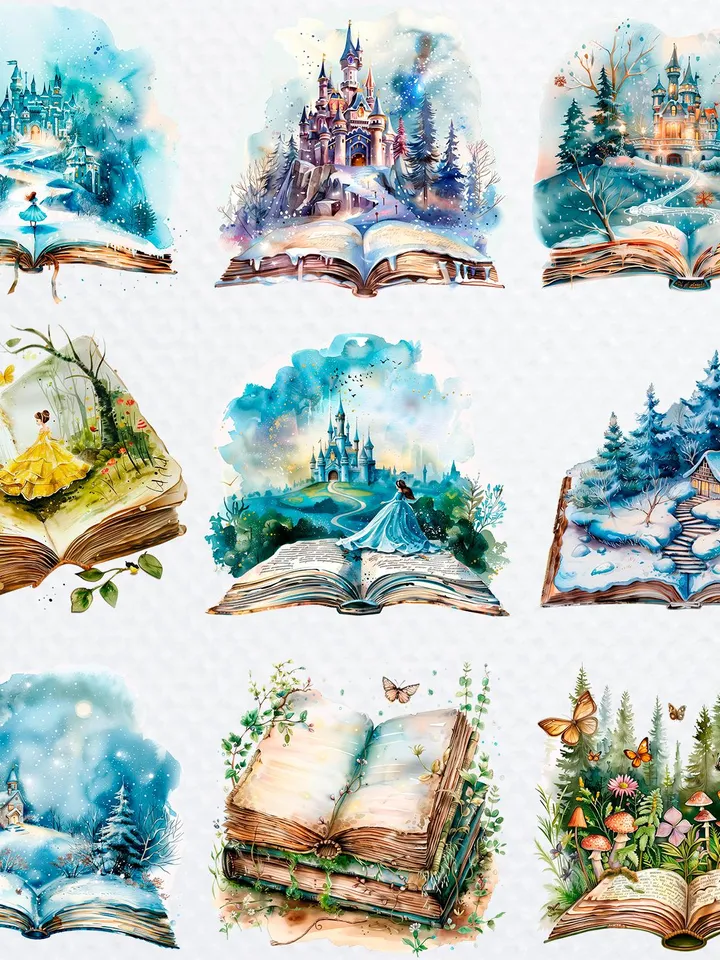 37 Magic Book PNG Bundle, Fantasy Book clipart, Printable Watercolor clipart for sublimation, High Quality PNGs, Paper craft, junk journals