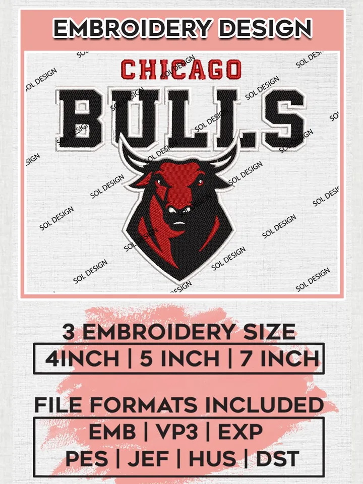 NBA Chicago Bulls Machine Embroidery Designs, Chicago Bulls Embroidery Designs, NBA Machine Embroidery Designs, NBA Embroidery Design, Digital download
