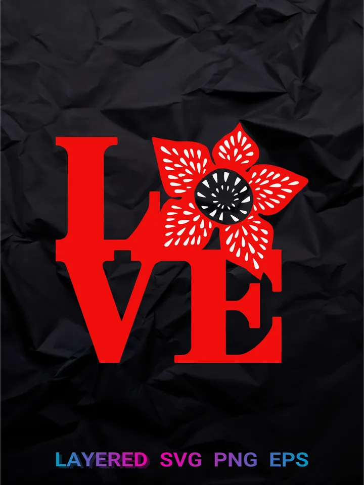 ❤️ Stranger Things Love Demogorgon SVG PNG Cricut