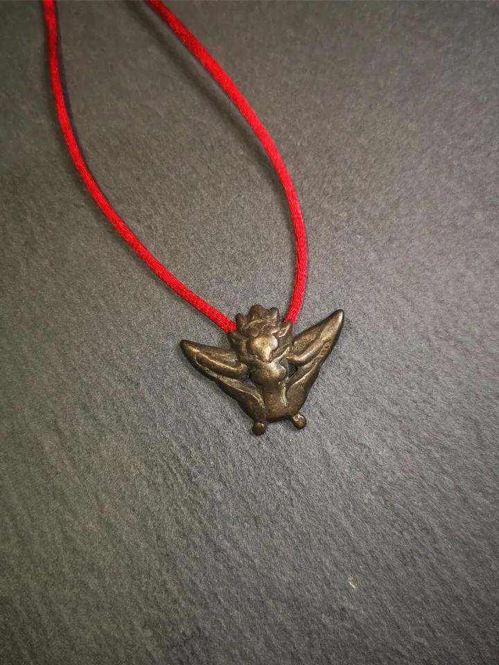 Gandhanra Antique Tibetan Buddhist Amulet Pendant,Garuda,Garula,Suparna,Golden-winged Bird,Made of Thokcha, 0.67"