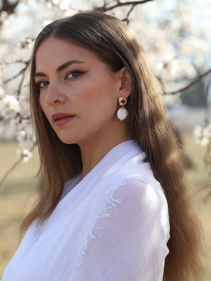 Art Deco Wedding Earrings, Freshwater Pearl Boho Bridal Earrings, Gold Vintage Wedding Jewelry, Statement Bridal Earrings, Retro Jewellery