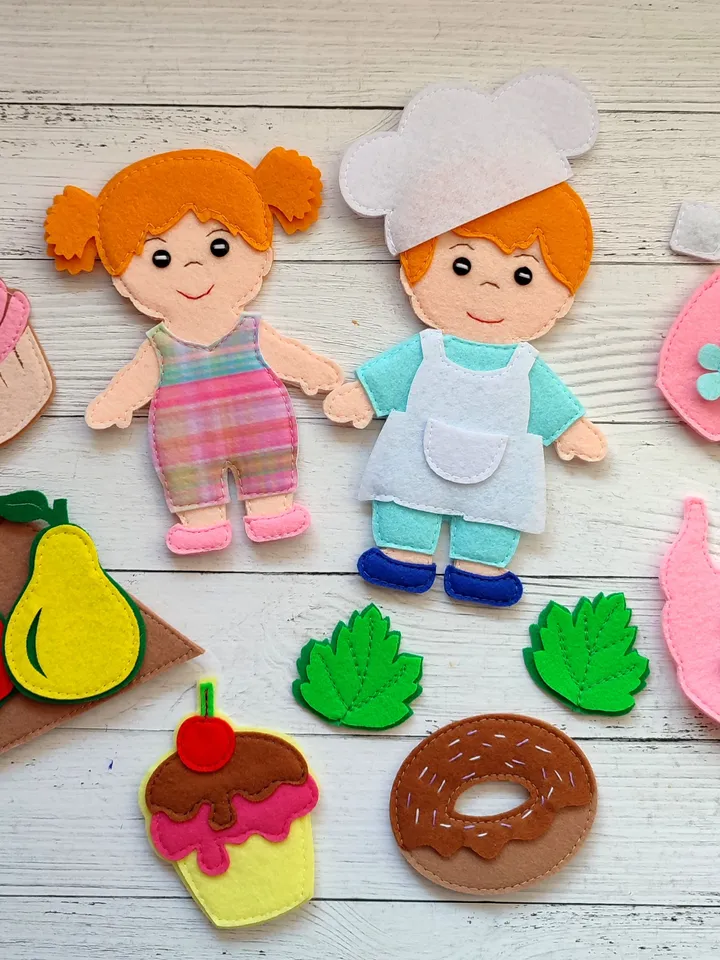 Cafe Quiet book Pattern pdf, Kitchen Felt book pattern, Baby Soft book template, Activity book sewing ideas for girl 2, 3, 4 year old