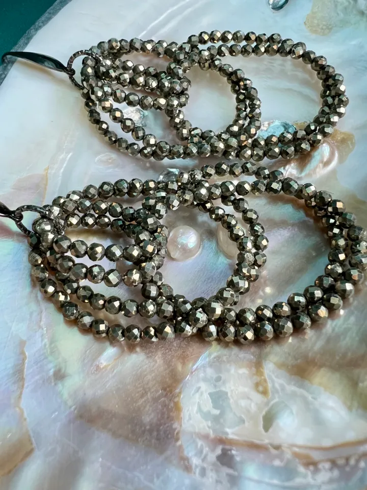 Pyrite Dangling Hoops Earrings