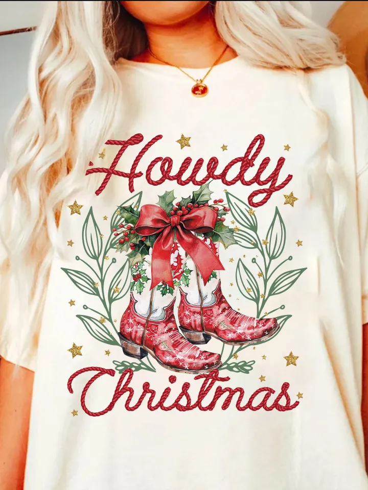 Howdy Christmas Png, Western Christmas Png, Coquette Christmas Png, Holiday Png, Cowgirl Christmas Png, Aesthetic png, Retro Christmas Png
