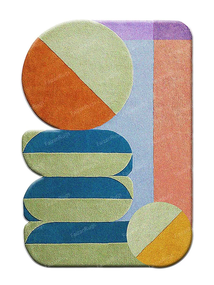 Color Full Irregular Shape hand tufted rugs 100% wool for living room, bed room, kids room in any size 8x10,9x12,6x9,5x8,4x6