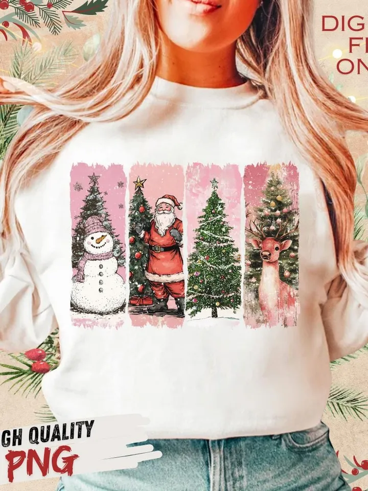 Pink Retro Christmas PNG, Christmas Shirt PNG, Vintage Christmas PNG, Santa Claus png, Pink Christmas Sublimation, Merry Christmas png
