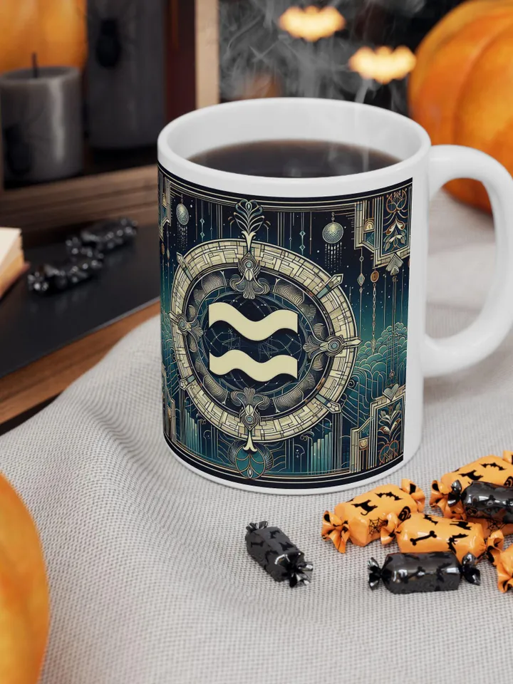 Acquarius Ceramic Mug | Art Deco Inspired Drinkware | Unique Gift for Astrology Lovers, Coffee Lovers, Home Decor, Birthday