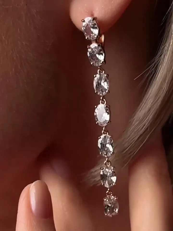Long earrings silver 925 with cubic zirconia