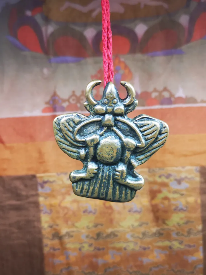 Gandhanra Antique Tibetan Buddhist Amulet Garuda,Garula,Suparna,Golden-winged Bird Pendant,Made of Bronze,80 years old