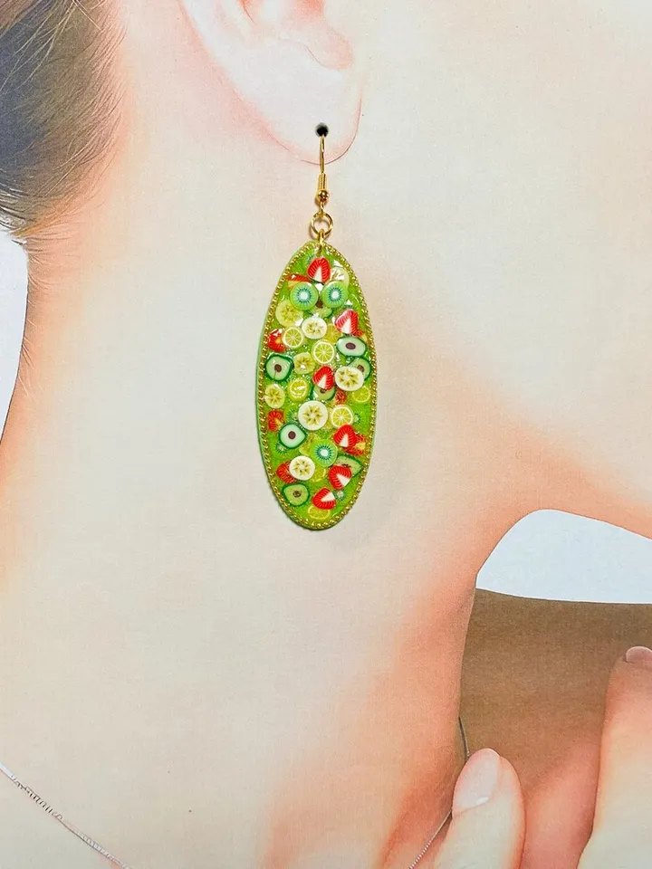 Handmade summer earrings. UV resin.