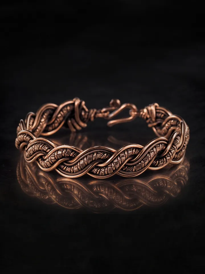Copper wire wrapped bracelet for woman 7th Anniversary gift