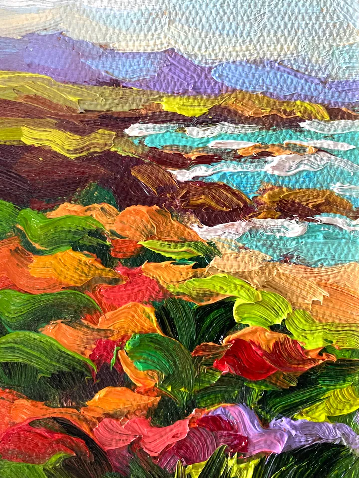 Seascape Oil Painting Original Sea Landscape Painting Impasto Small Artwork Ocean Coastal Wall Art