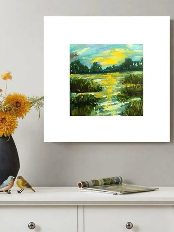 Abstract Landscape Original Oil Painting Impasto Art Miniature 6x6 inches