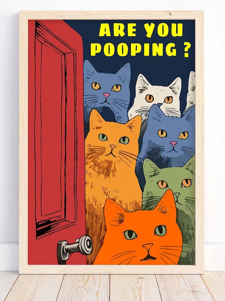 Funny Posters Pooping Print Bathroom Cat Print For Toilet Wall Art Print Funny Cat Print Printable Wall Art Bathroom Wall Art Toilet Poster