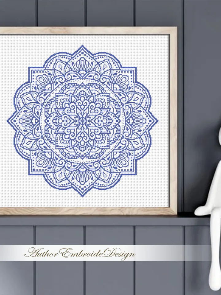 Mandala cross stitch pattern PDF download Mandala ornament cross stitch chart, Flower mandala pattern digital PDF, Mandala embroidery #M270