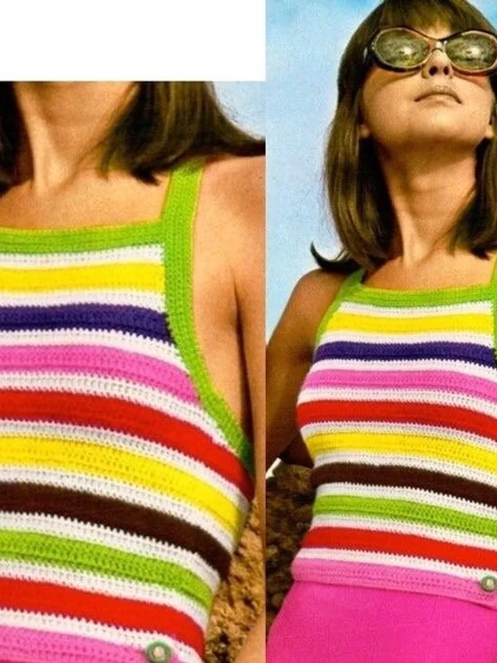 Top Crochet Pattern, crochet Crop top Womens Halter Top Colorful Summer PDF Instant Digital Download
