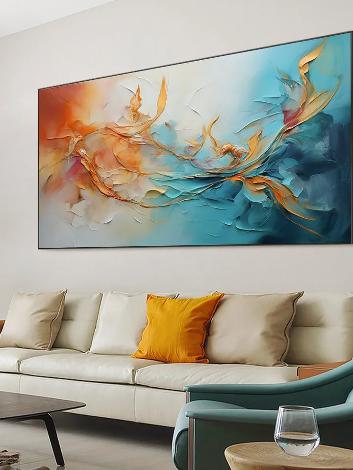 Original Framed Colorful Oil Painting On Canvas, Large Wall Art, Abstract Flowers Painting, Custom Painting, Living room Wall Art Home Decor
