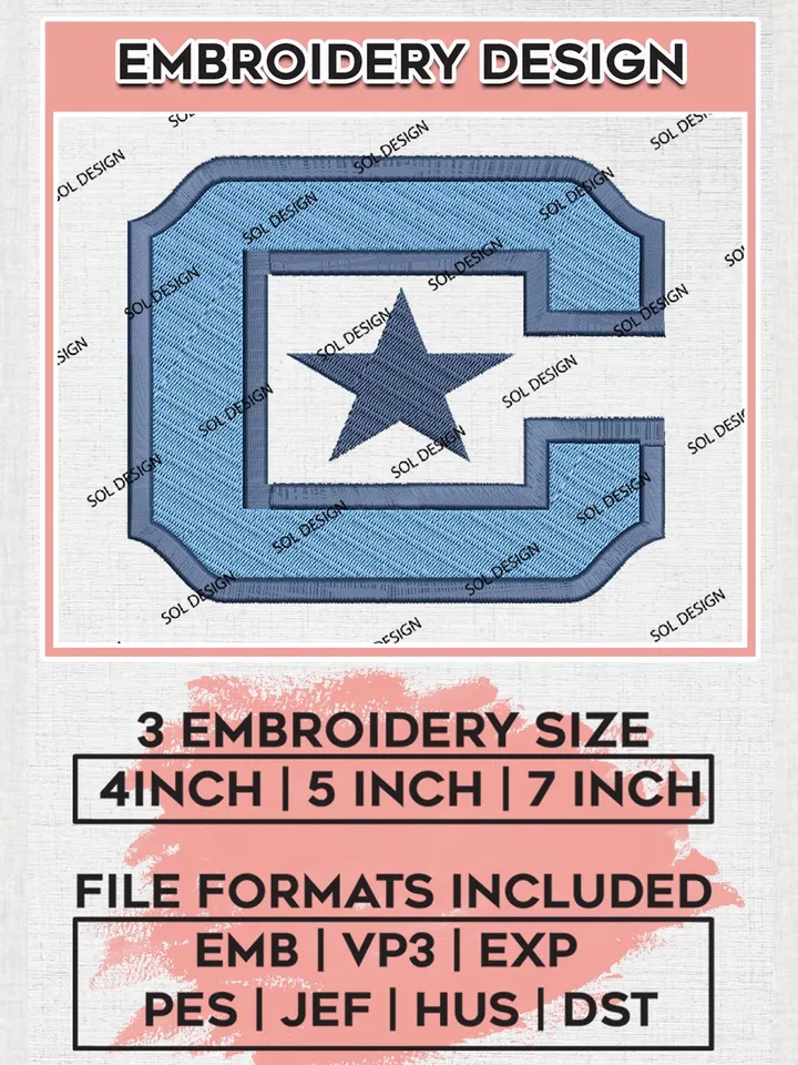 The Citadel Bulldogs Logo Machine Embroidery Design, NCAA The Citadel Bulldogs Embroidery Design Design files, NCAA Embroidery Designs, NCAA Machine Embroidery Designs, Digital Download