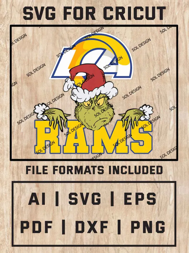 Grinch Los Angeles Rams SVG, NFL SVG Design, NFL Los Angeles Rams SVG, NFL Rams Cricut, Christmas Svg, Grinch svg, Digital Download