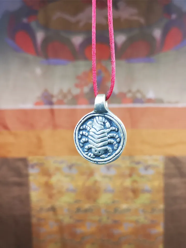 Gandhanra Handmade Tibetan Amulet,Scorpion Guru of Padmasambhava, Buddhist Scorpion Pendant, Made of Brass,0.87"