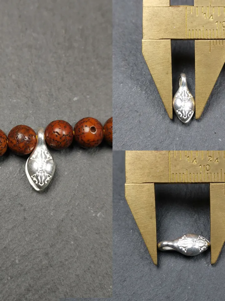 Gandhanra Handmade Tibetan Buddhist Mala Counter Clips,Bum Counter Clip for Prayer Beads,Made of Sterling silver