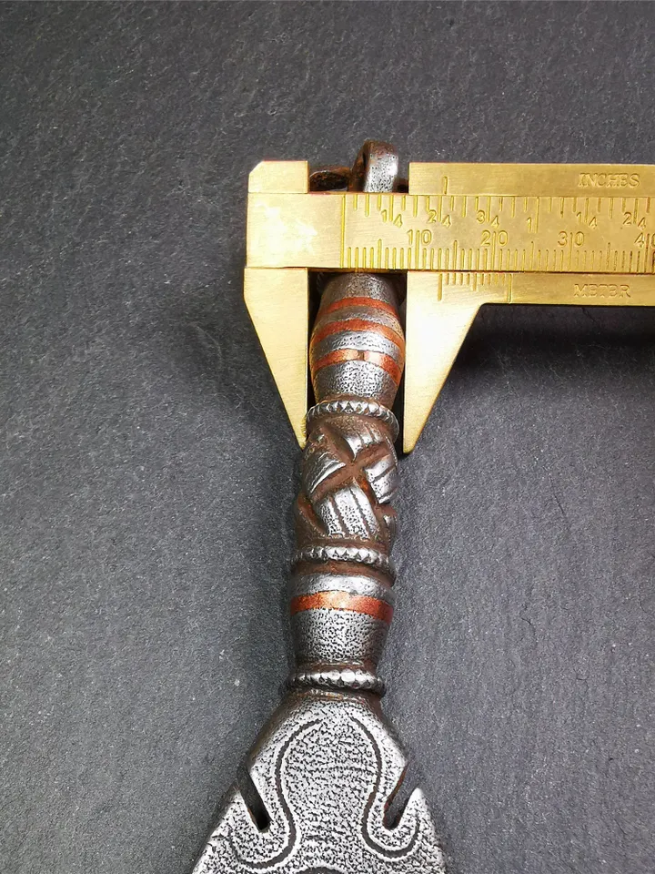 Gandhanra Handmade Tibetan Buddhist Ritual Implement - Kila -Dorje Phurba,Made of Cold Iron inlaid Copper,7.8"