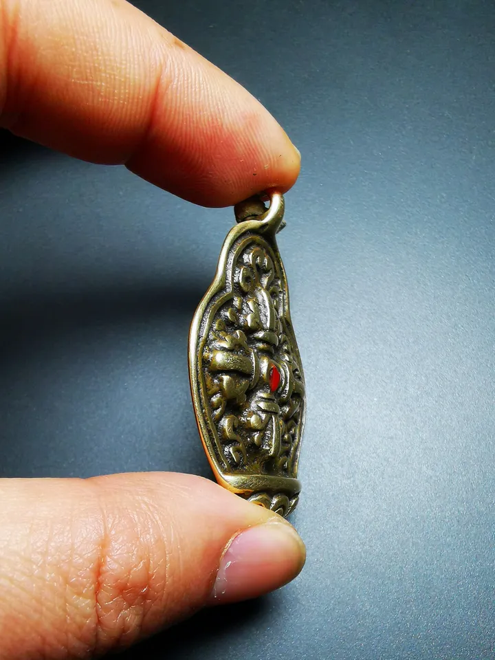 Gandhanra Antique Tibetan Buddhist Protective Pendant,A Tibetan Cross Vajra Amulet, 50 years old