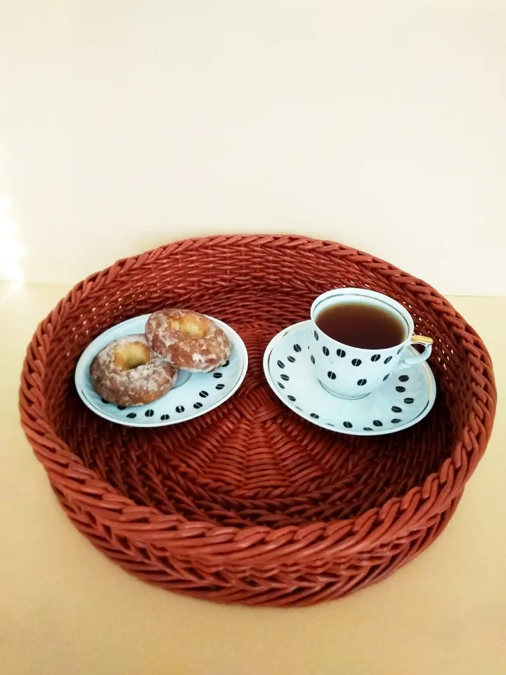 Round Wicker Tray without Handles Rustic Style Tray
