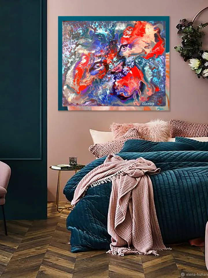 Animal Bright Oil Painting Abstraction Art Original Tiger Beast Artist Svinar Oksana