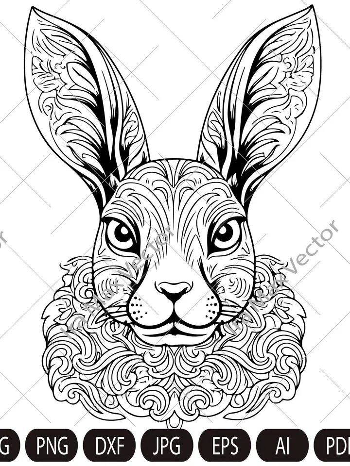 Bunny SVG, Rabbit mandala, Easter Bunny SVG, Happy Easter svg, Spring svg, Rabbit SVG Cut file, Animal Face svg, Rabbit face, Rabbit head