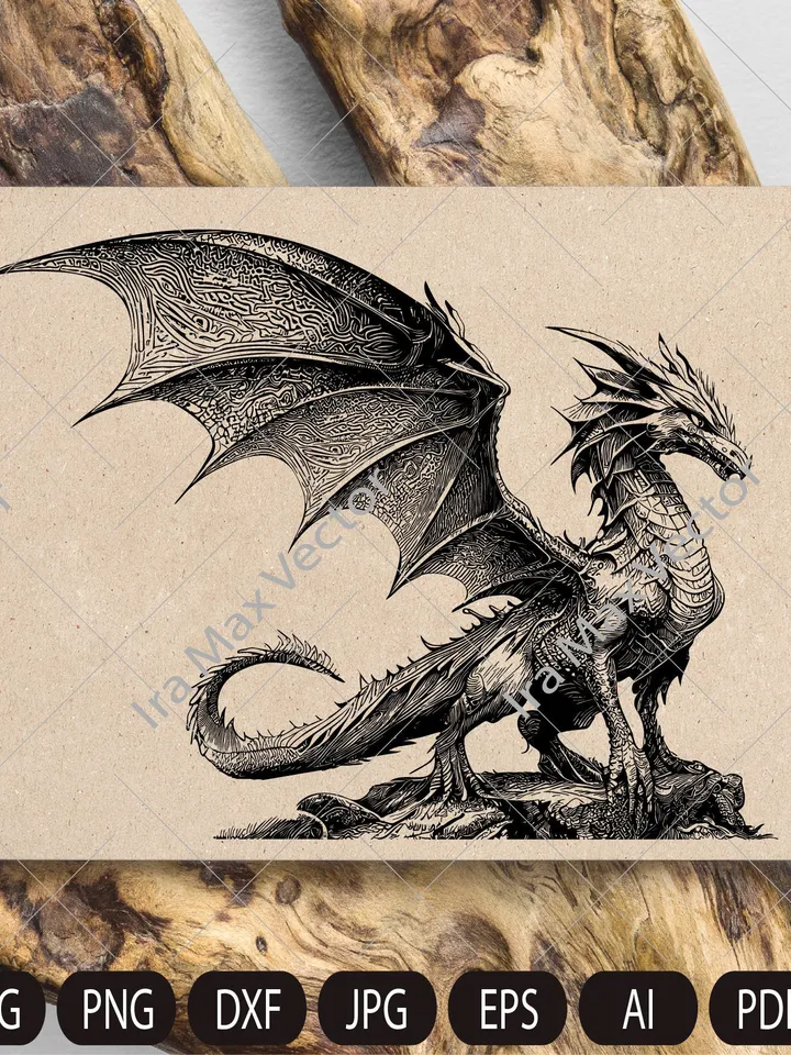 Dragon svg, Dragon detailed, Dragon Clipart, Dragon Vector, Chinese Dragon SVG, Fantasy Dragon SVG, Asian dragon Svg, Dragon Silhouette