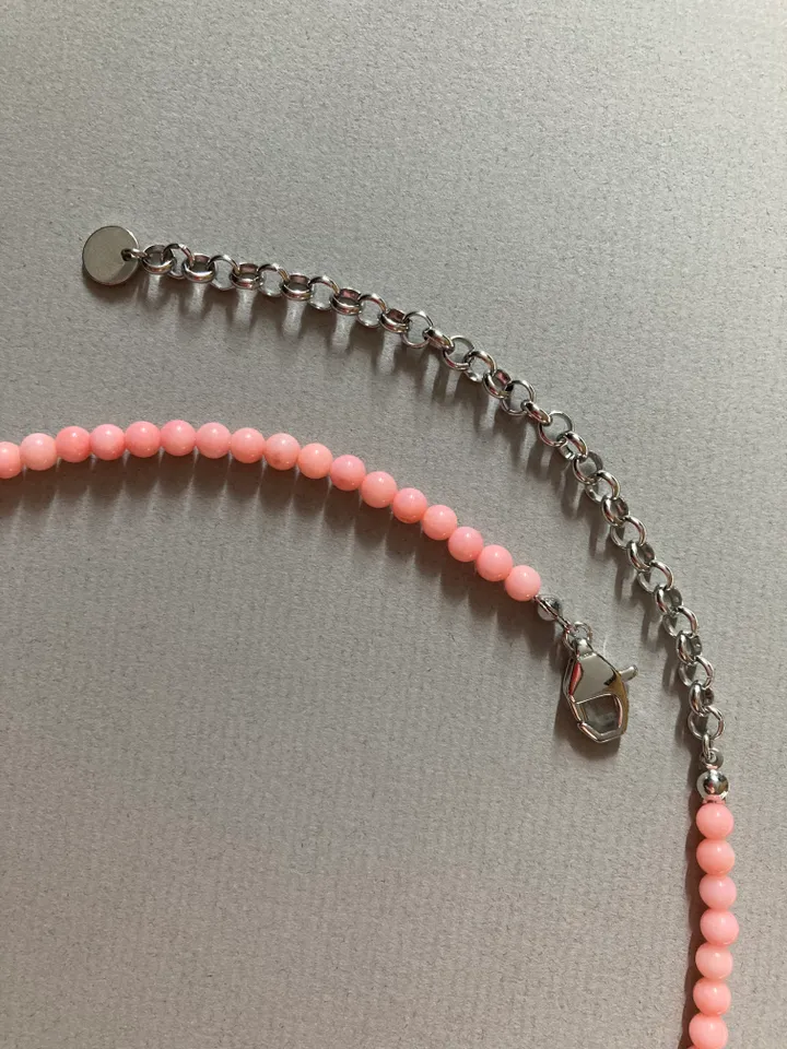 Necklace English porcelain pink flower