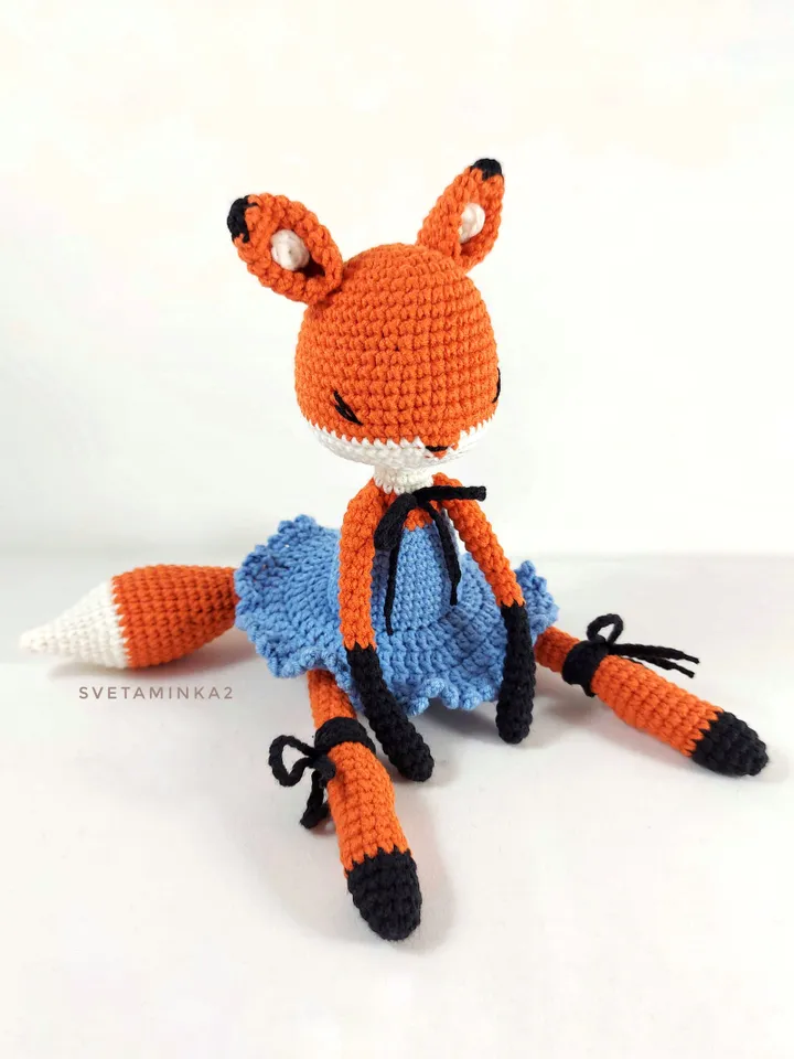 Crochet Fox Pattern. Amigurumi Ballerina Doll Fox. Digital Download. PDF.