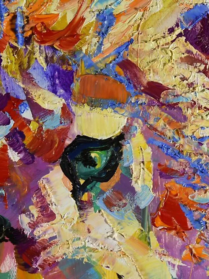 Lion Painting Wild Animal Original Art Oil Impasto 油畫原作 Wall Art Impressionism