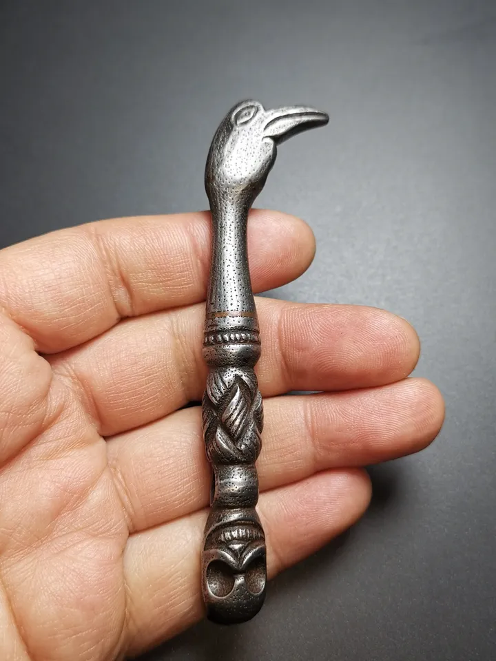 Gandhanra Antique Tibetan Thokcha Pendant,Pickaxe Amulet, Trantic Buddhism Dharma Ritual, Made of Thunder Iron,Copper Wire Inlay