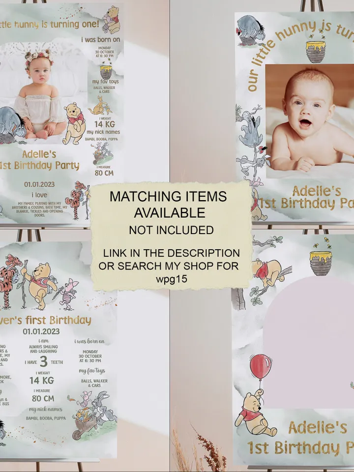 Gable Box Winnie the Pooh; Winnie the Pooh 1st Birthday; Printable Gable Box Label; Winnie the Pooh Party Decoration; WPg15