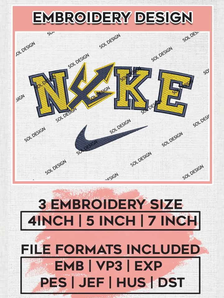 Nike UC San Diego Tritons Machine Embroidery Design, NCAA UC San Diego Tritons Embroidery Design Design files, NCAA Embroidery Designs, NCAA Machine Embroidery Designs, Digital Download