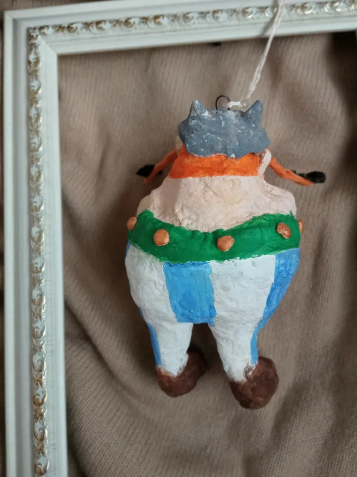 Handcrafted Obelix Cotton Toy Pendant – A Unique Holiday Decoration! Christmas toy Home decor indoor. Spun cotton doll