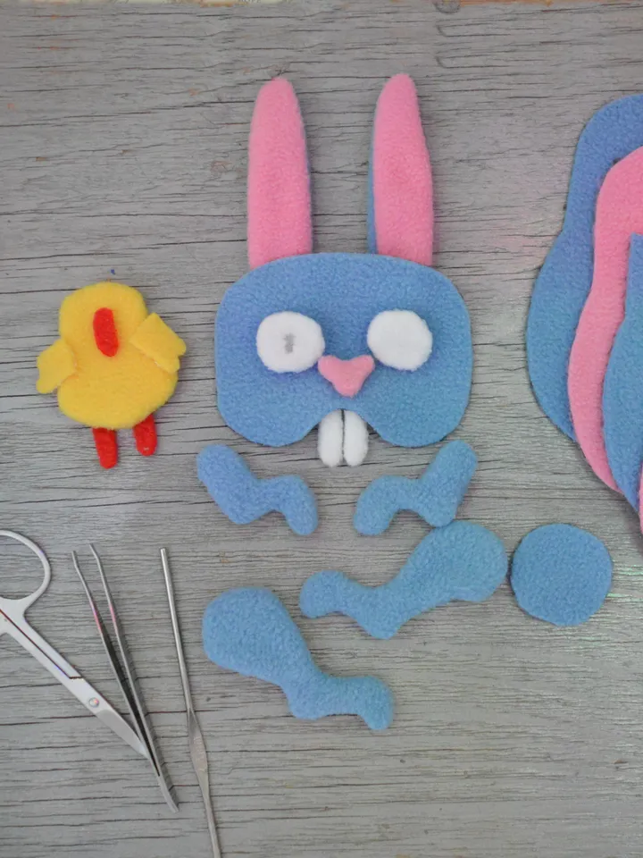 PDF Fleece Bunny Toy Pattern + Chick – Plush Tutorial