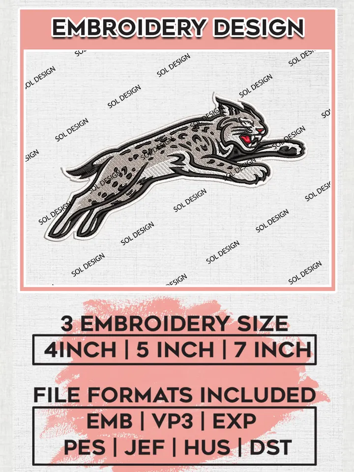 Davidson Wildcats Team Mascot Logo Embroidery Design Files, NCAA Davidson Wildcats Machine Embroidery, NCAA Teams, 3 sizes, NCAA Machine embroidery designs, Digital Download