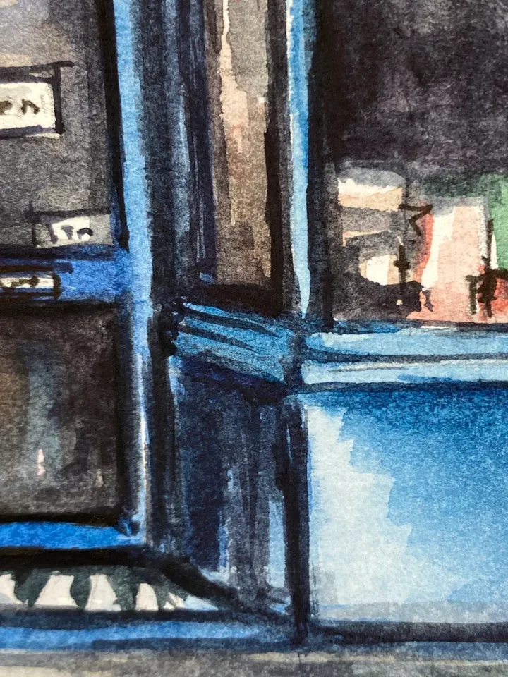 Old bookshop painting Original watercolor painting Cityscape painting House art
