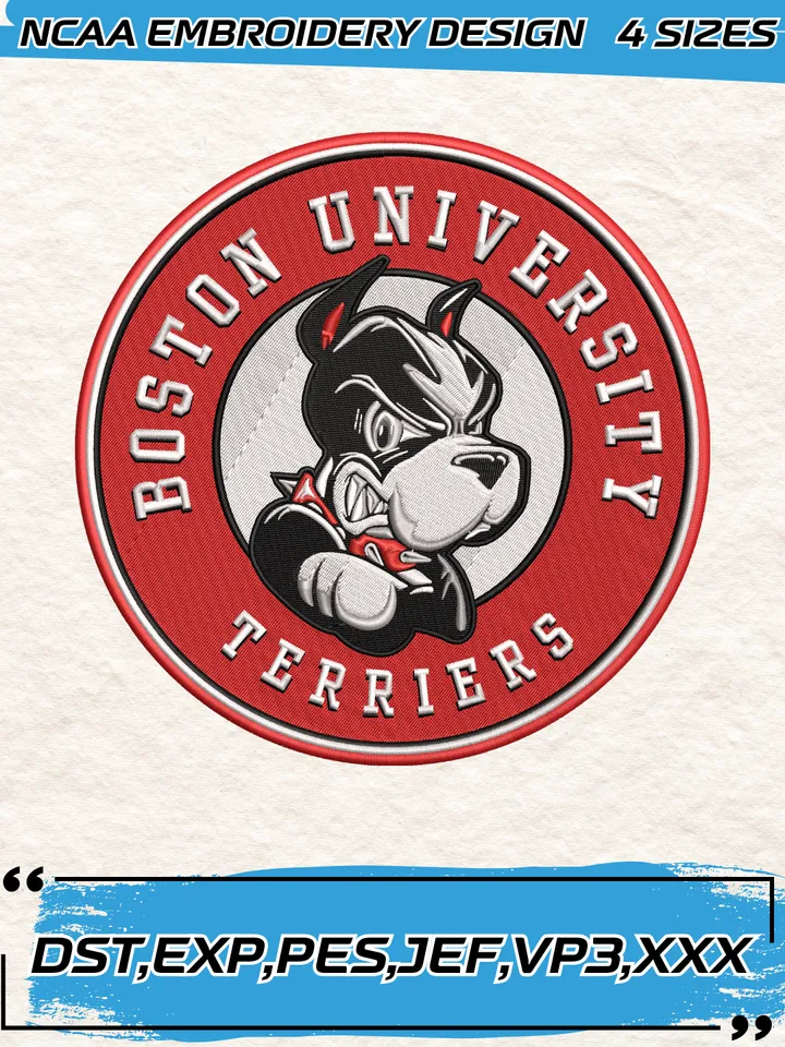 Boston University Terriers Logos Embroidery Designs,NCAA Logo Embroidery Design,Machine Embroidery Design File,4 Sizes, Digital Download